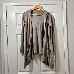 Barefoot Dreams Women's Beige Open-Front Cardigan